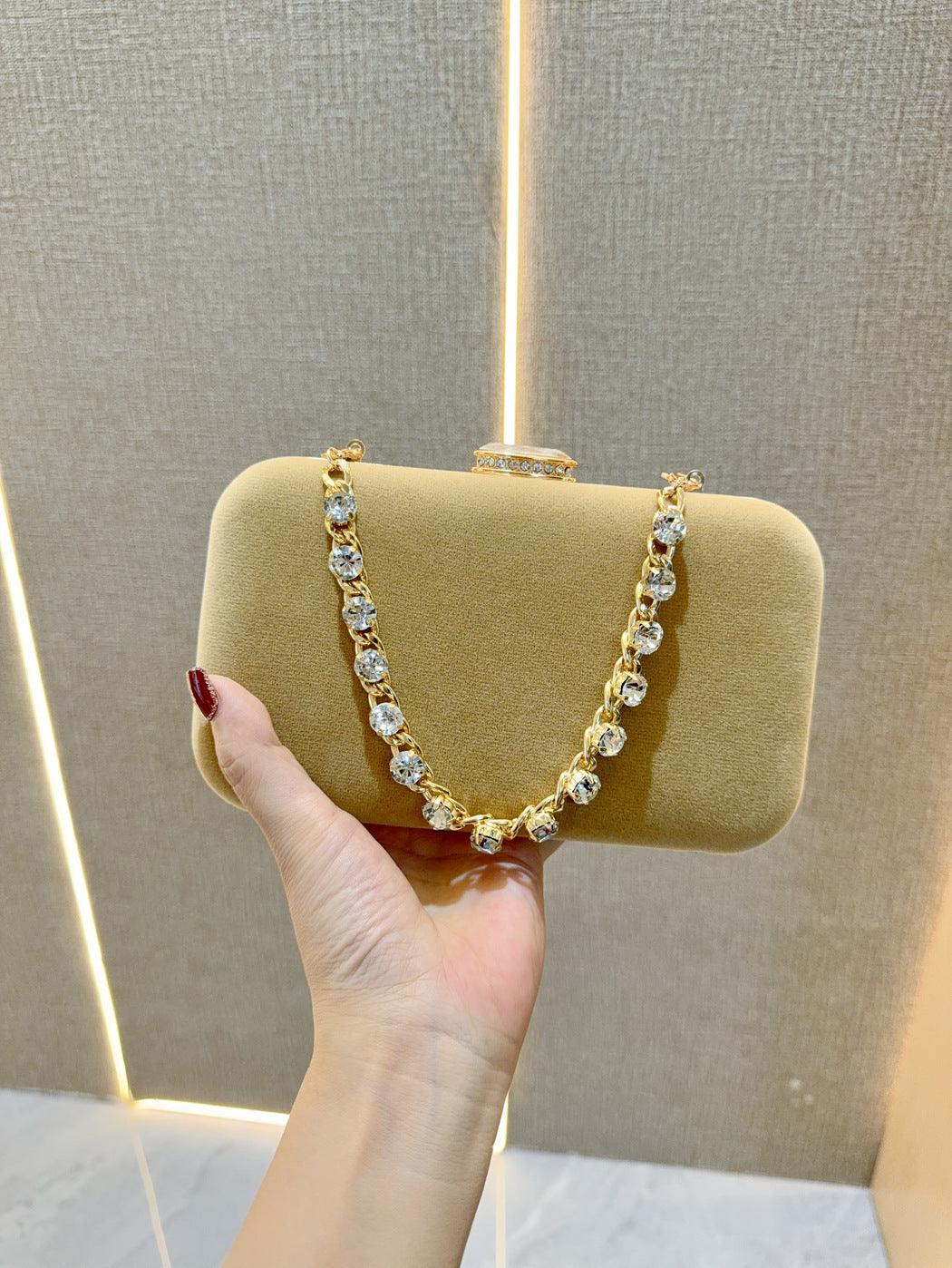 Evening clutch bag diamond-encrusted suede bag Dinner bag Women's crossbody bag 778944030967 - COCOMELODY