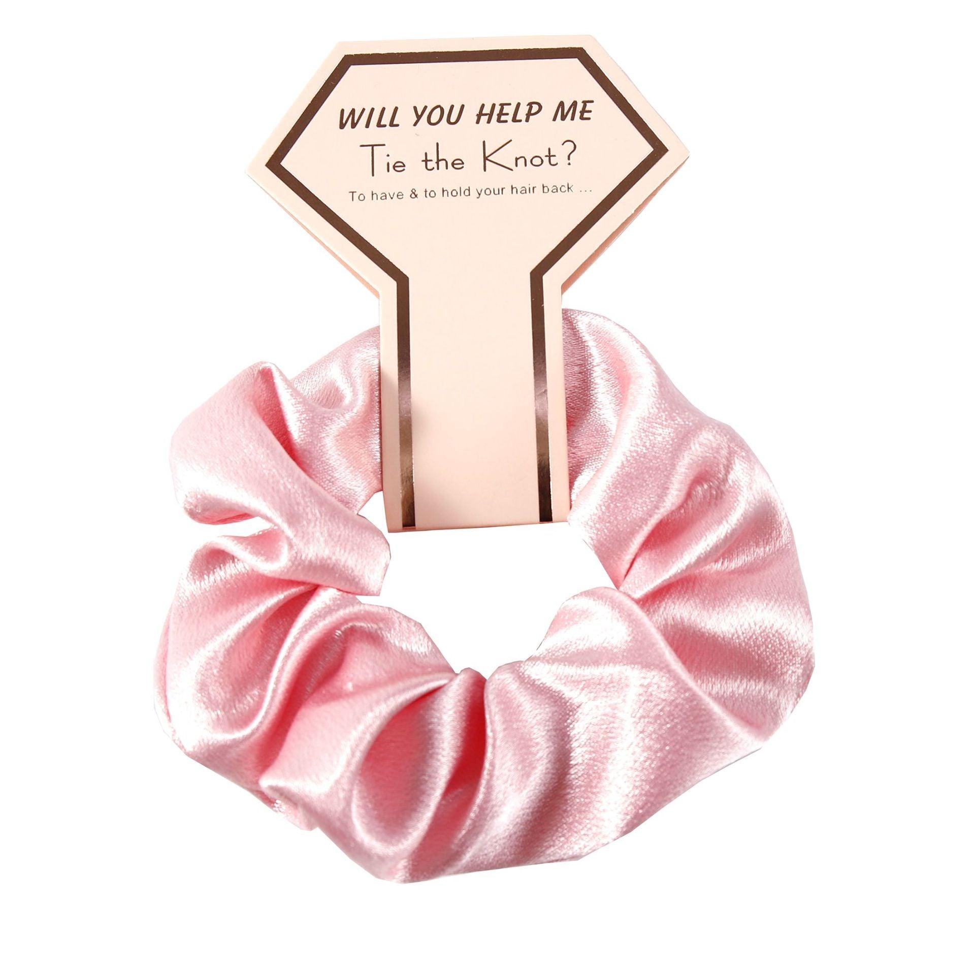 Crown Card Crystal Satin scrunchie Wedding party Gift Fashion solid color hair tie set 676812975531 - COCOMELODY