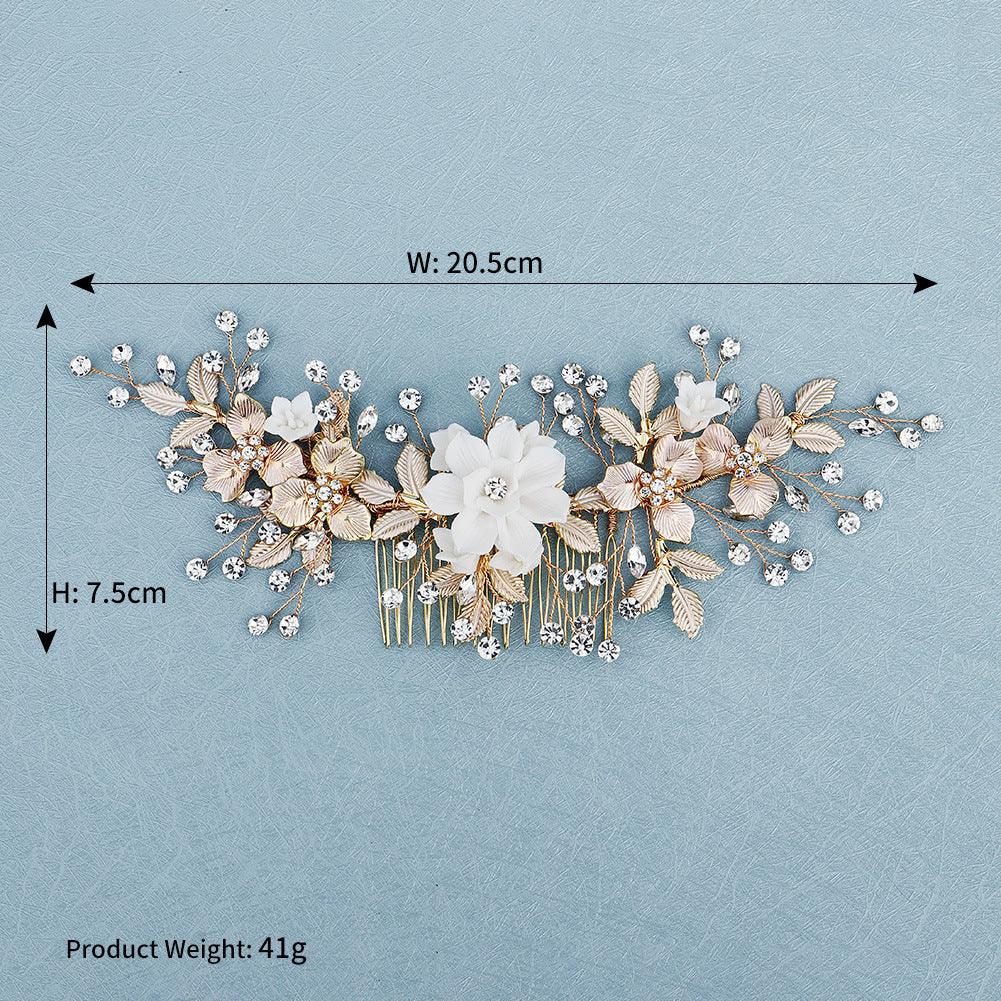 Temperament headdress polymer clay flower handmade hair comb beautiful bride hair comb 610966903102 - COCOMELODY