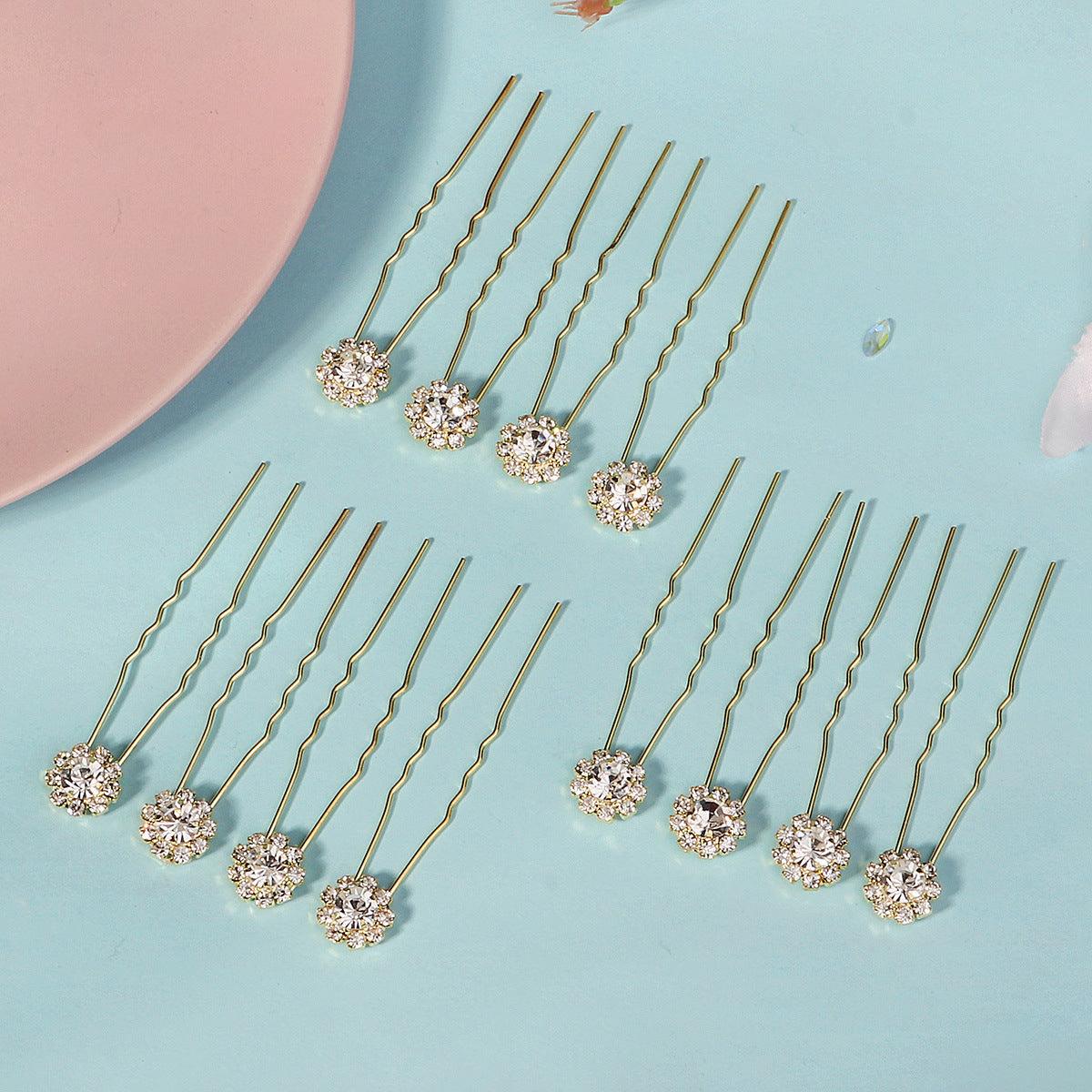 Rhinestone hairpin Light luxury deluxe bridal hairpin for women Hairpin accessory Sun flower hairpin set 768734557147 - COCOMELODY