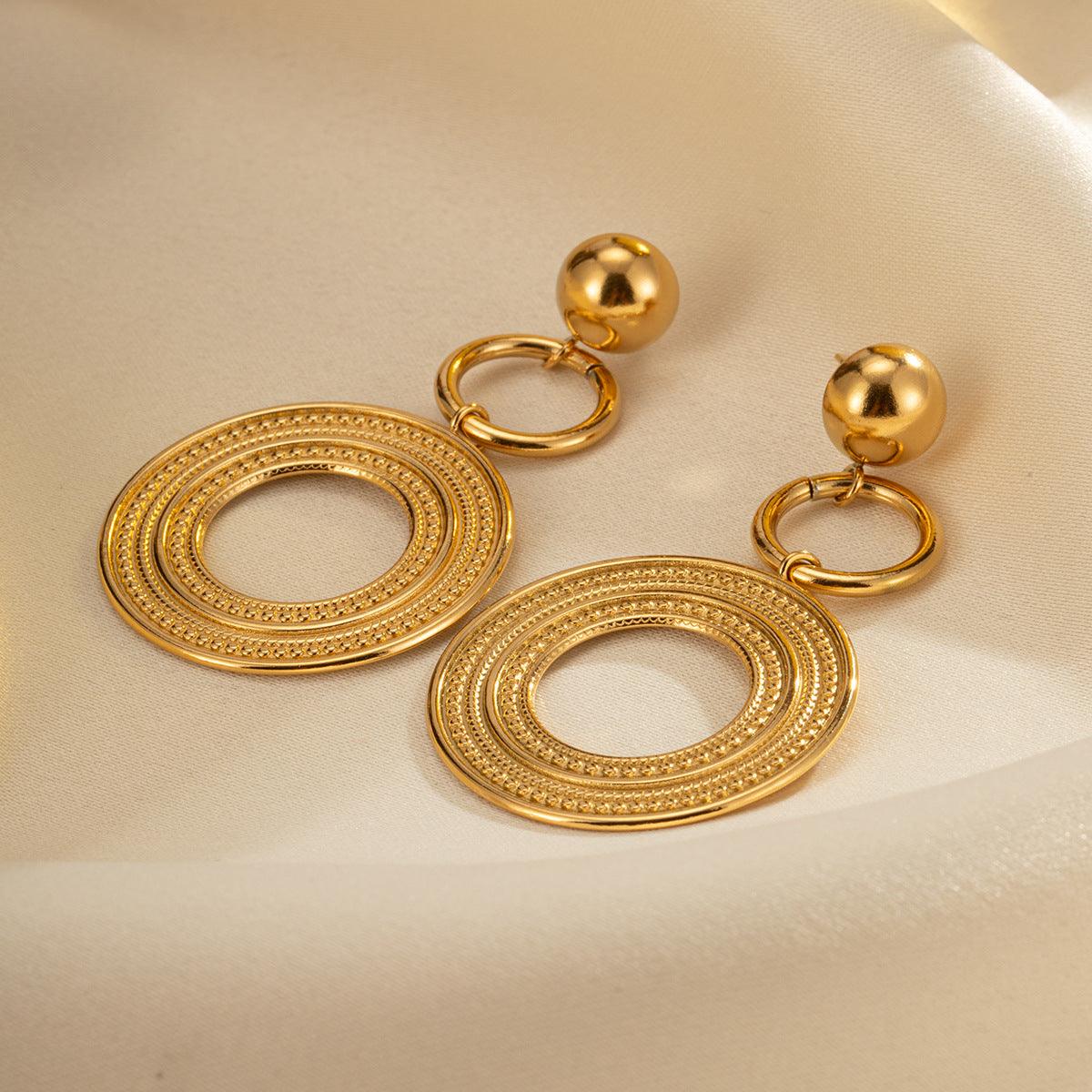 Exaggerated Big Earrings Niche Design Titanium Steel Gold-Plated Earrings 782015326238 - COCOMELODY