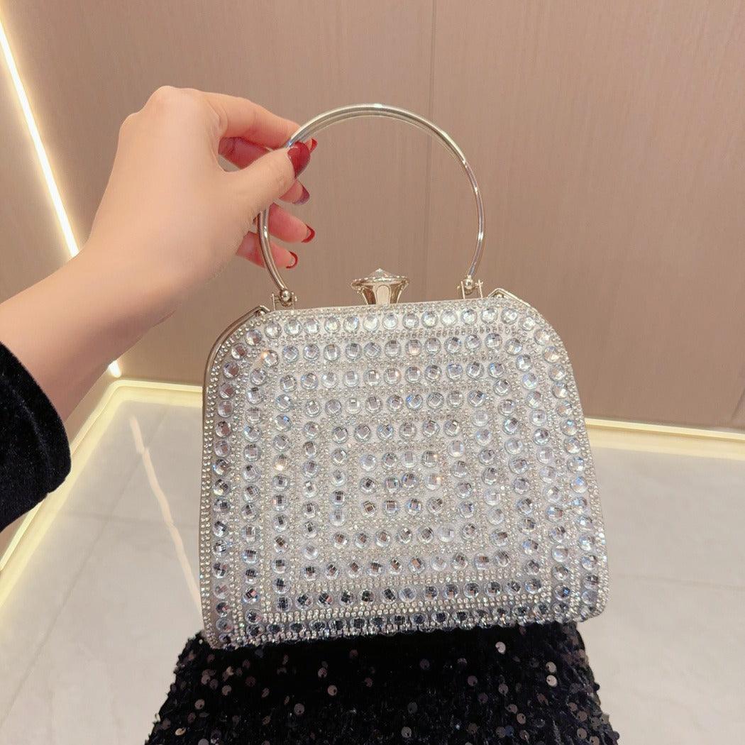 Diamond-set clutch bag Women's Party Bag Rhinestone Tote Delicate diagonal dinner bag 763988820276 - COCOMELODY