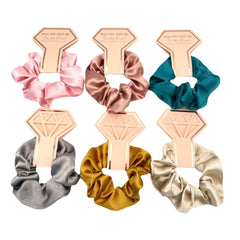 Crown Card Crystal Satin scrunchie Wedding party Gift Fashion solid color hair tie set 676812975531 - COCOMELODY