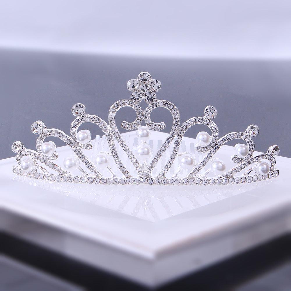 Bride's hair tiara Bride's little tiara with comb rhinestone pearl tiara 651428713487 - COCOMELODY