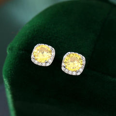 Color small square diamond earrings nail zircon earrings 528019159543 - COCOMELODY