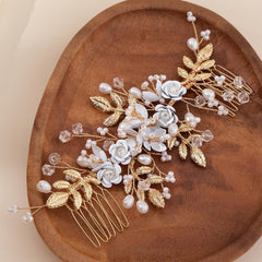 Bridal accessories Insert comb Atmospheric flowers wedding hair styling hair accessories vintage handcrafted comb 768931639047 - COCOMELODY