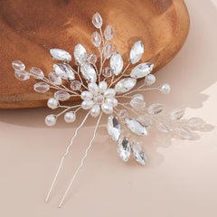 Bridal hairpin Wedding hairpin Handmade rhinestone pearl hairpins 788503768124 - COCOMELODY