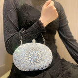 Shell full of diamonds glitter glass rhinestones wedding banquet dinner bag 736519933092 - COCOMELODY