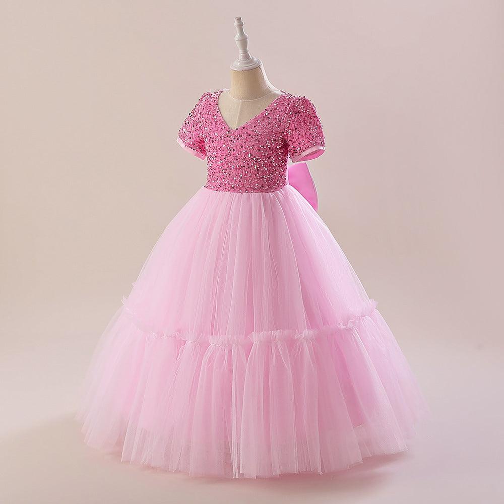 A-Line Maxi Sequined Tulle Flower Girl Dress 735143524780 - COCOMELODY
