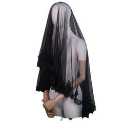 Black Bridal Veil Gothic Lace Hairless Theme Wedding 777789185173 - COCOMELODY