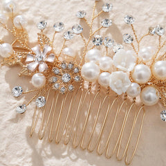 Hand alloy pearl updo bridal hair comb 716261902532 - COCOMELODY