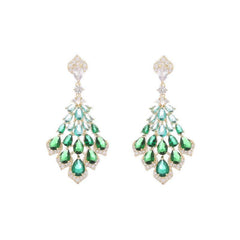 Diamond feather earrings 712913607847 - COCOMELODY
