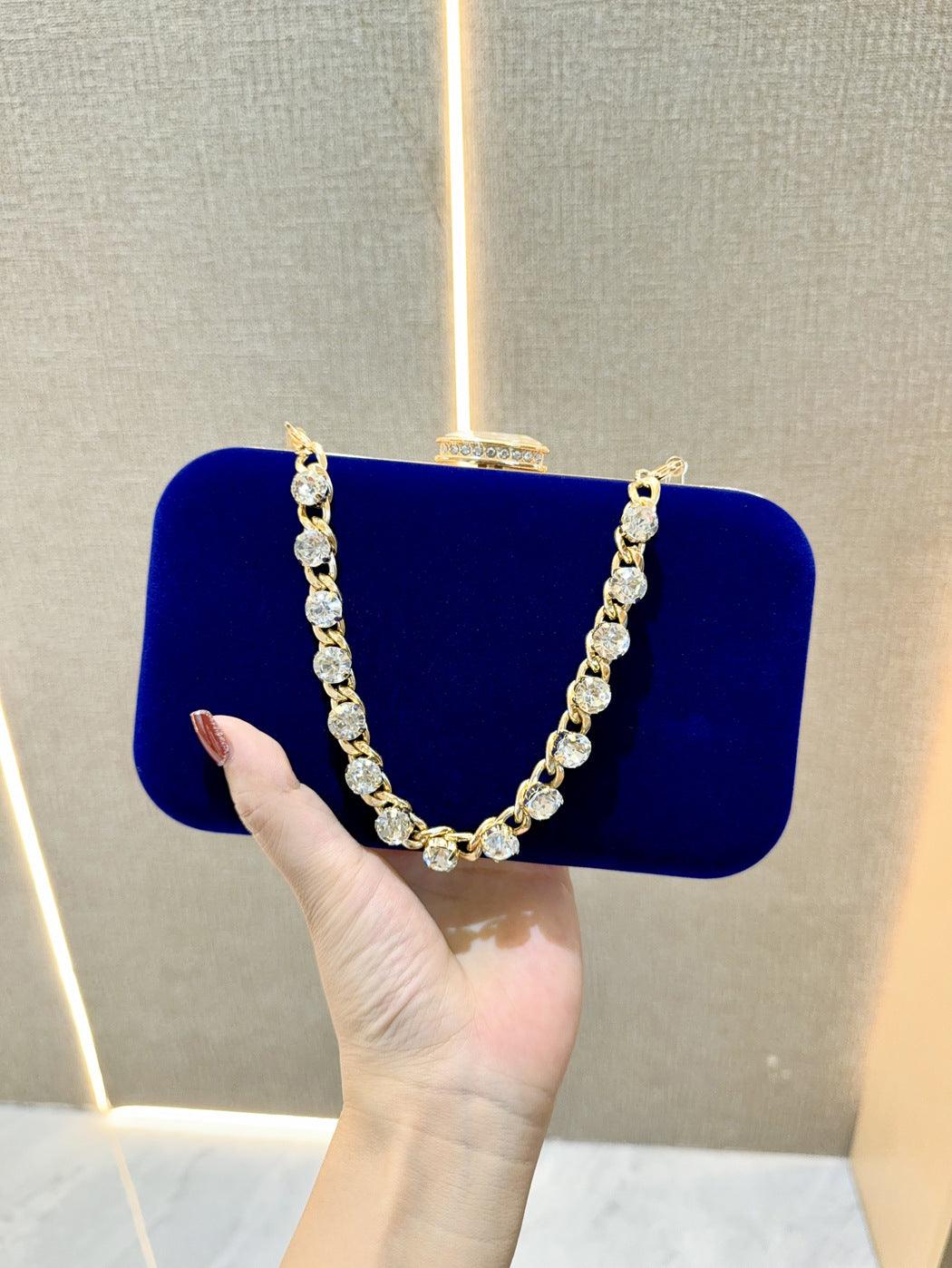 Evening clutch bag diamond-encrusted suede bag Dinner bag Women's crossbody bag 778944030967 - COCOMELODY