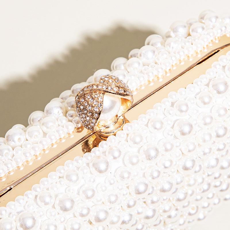 Hand pearl dinner bag diagonal evening bag 689059683528 - COCOMELODY