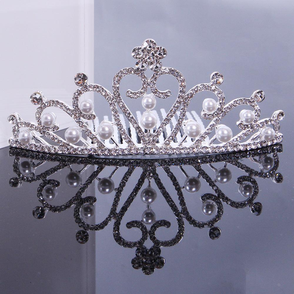 Bride's hair tiara Bride's little tiara with comb rhinestone pearl tiara 651428713487 - COCOMELODY