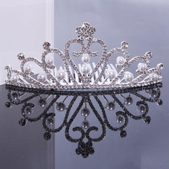 Bride's hair tiara Bride's little tiara with comb rhinestone pearl tiara 651428713487 - COCOMELODY