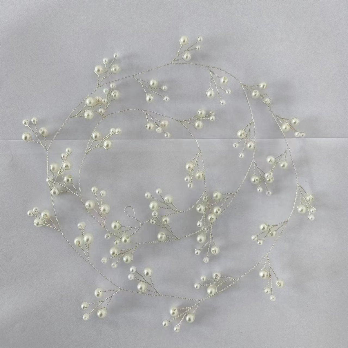 Bride wedding headwear 1 meter long pearl copper hair chain handmade hair accessories 782453848826 - COCOMELODY