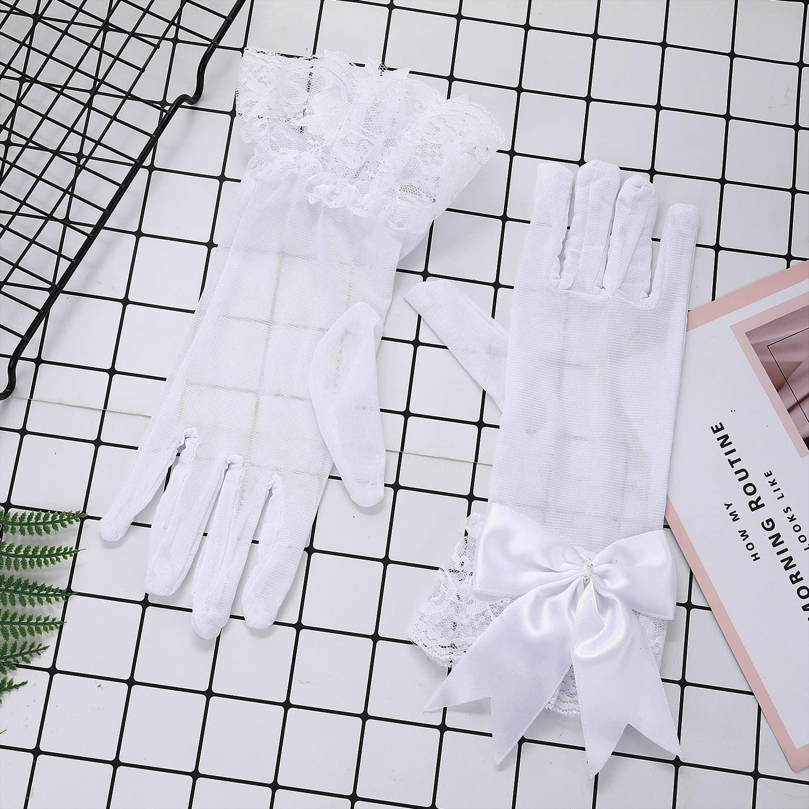 Mesh Gloves Hand-Decorated Lace Lace Bow Short Style Gloves 670423584870 - COCOMELODY