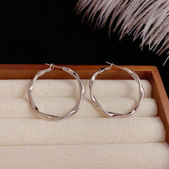 Diamond set metal hoop earrings 750500761296 - COCOMELODY