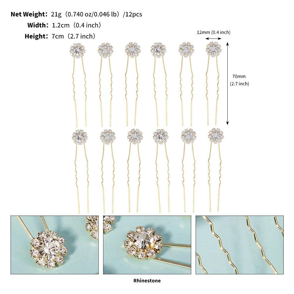 Rhinestone hairpin Light luxury deluxe bridal hairpin for women Hairpin accessory Sun flower hairpin set 768734557147 - COCOMELODY