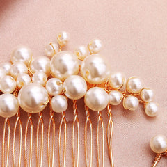 Bridal Accessories Sweet headdress set Handmade pearl U-shaped hair comb 596845385157 - COCOMELODY