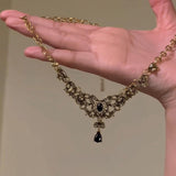 Palace wind zircon water drop necklace 799475271781 - COCOMELODY