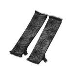Halloween witch spider Web fingerless gloves 545743001631 - COCOMELODY