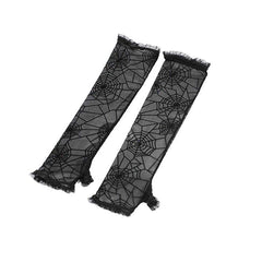 Halloween witch spider Web fingerless gloves 545743001631 - COCOMELODY