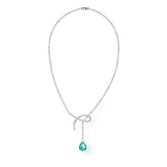 Water drop yellow treasure gold-plated ribbon knot necklace 795816733199 - COCOMELODY