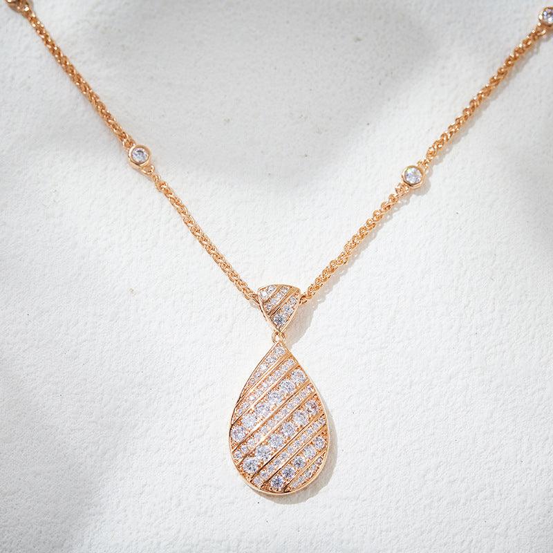 Drop necklace gold-plated full drill collarbone chain 800621951236 - COCOMELODY
