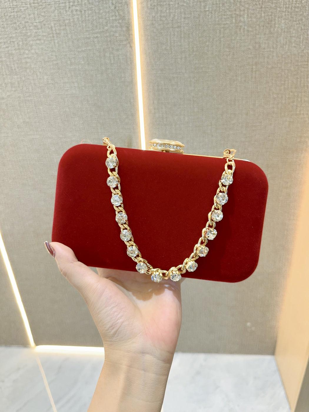 Evening clutch bag diamond-encrusted suede bag Dinner bag Women's crossbody bag 778944030967 - COCOMELODY