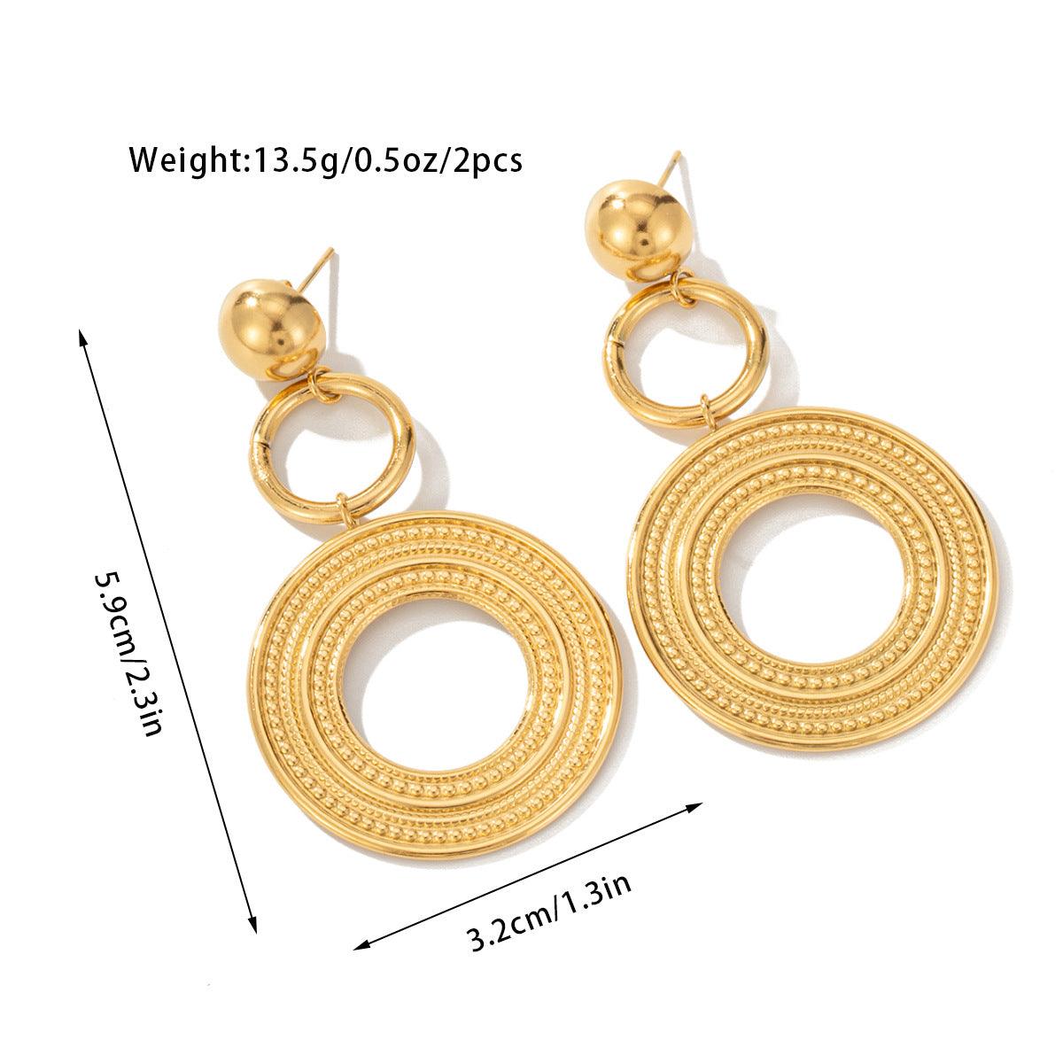 Exaggerated Big Earrings Niche Design Titanium Steel Gold-Plated Earrings 782015326238 - COCOMELODY
