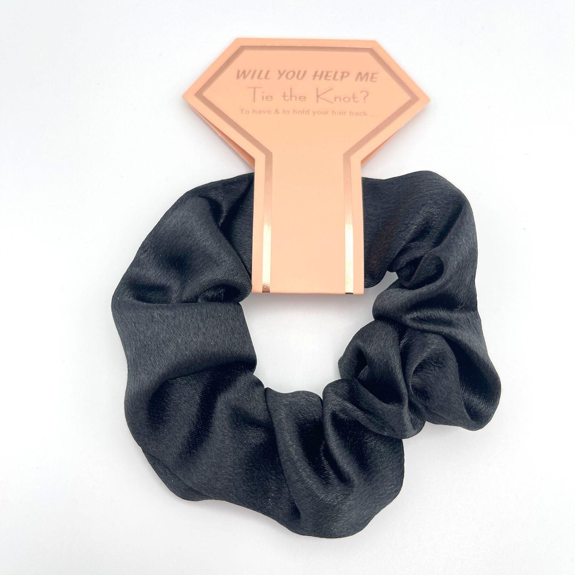 Crown Card Crystal Satin scrunchie Wedding party Gift Fashion solid color hair tie set 676812975531 - COCOMELODY