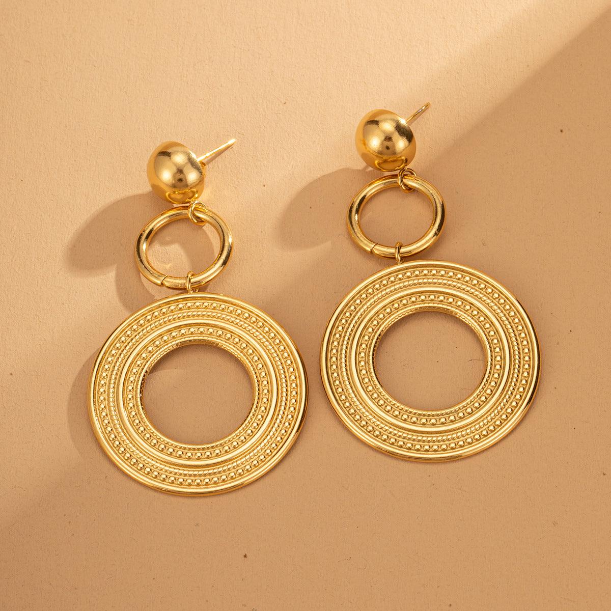 Exaggerated Big Earrings Niche Design Titanium Steel Gold-Plated Earrings 782015326238 - COCOMELODY