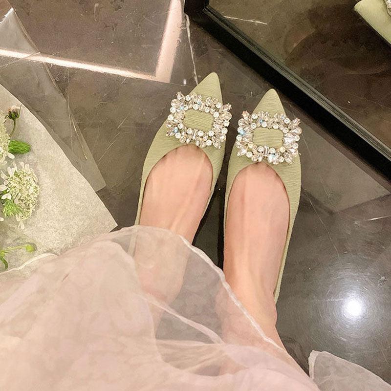 Rhinestone Pointy Flat Shoes 707106912708 - COCOMELODY