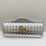Leather clutch bag Hold leather woven square dinner bag 788440003397 - COCOMELODY