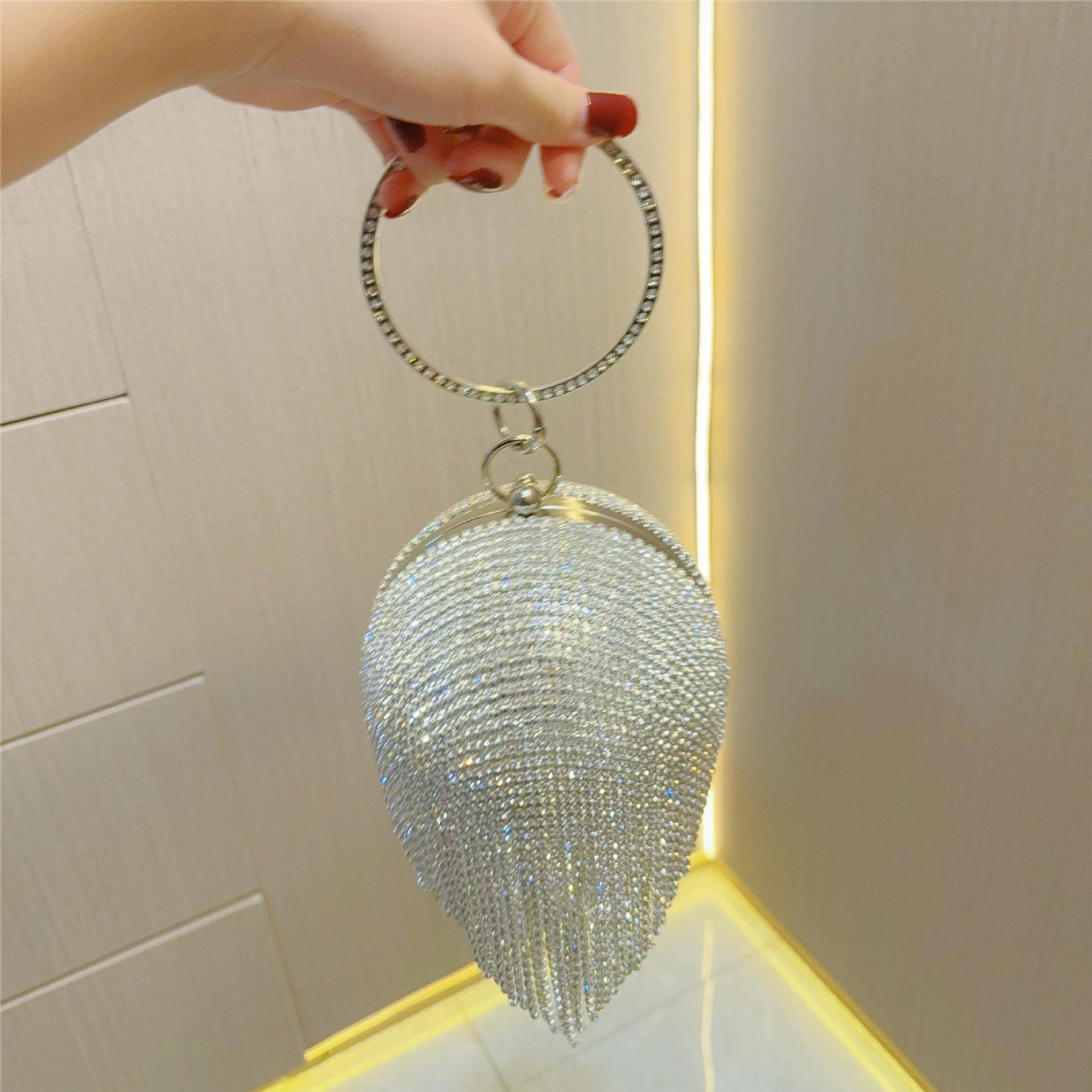 Rhinestone lady bag fringe bag party bag 786140693461 - COCOMELODY