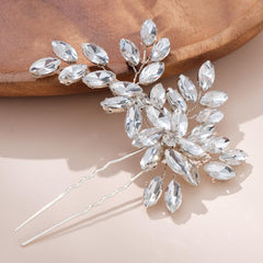 Wedding accessories Hairpin Bun Hair headdress U-shaped hair fork pin Hand-made horseeye rhinrhinee bridal hairpin 794126659820 - COCOMELODY