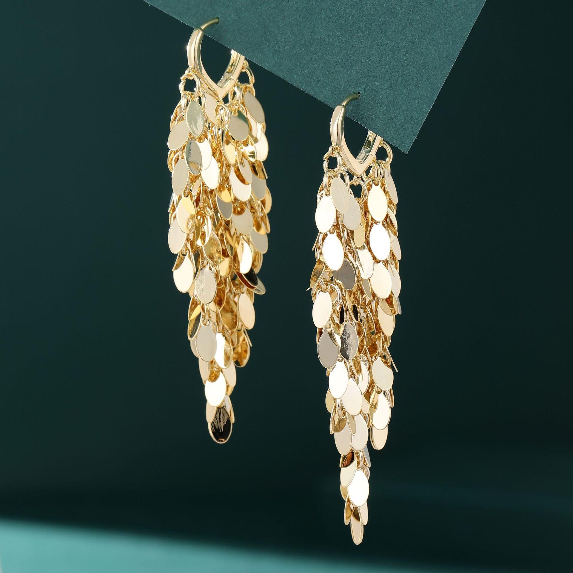 Sequined tassel earrings 716729737869 - COCOMELODY