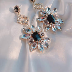 Black Jewel Earrings Crystal Exaggerated Earrings 634521961713 - COCOMELODY