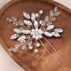 Bridal hairpin Wedding hairpin Handmade rhinestone pearl hairpins 788503768124 - COCOMELODY