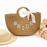 English letters Bride Mrs Straw bag wedding Bride bachelor party honeymoon 787587608952 - COCOMELODY