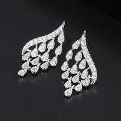 White zircon earrings with fringe 681850127507 - COCOMELODY