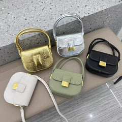 Leather half round saddle bag underarm bag 724733009492 - COCOMELODY