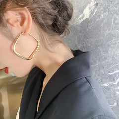 Diamond earrings in large metal blocks 759194871661 - COCOMELODY