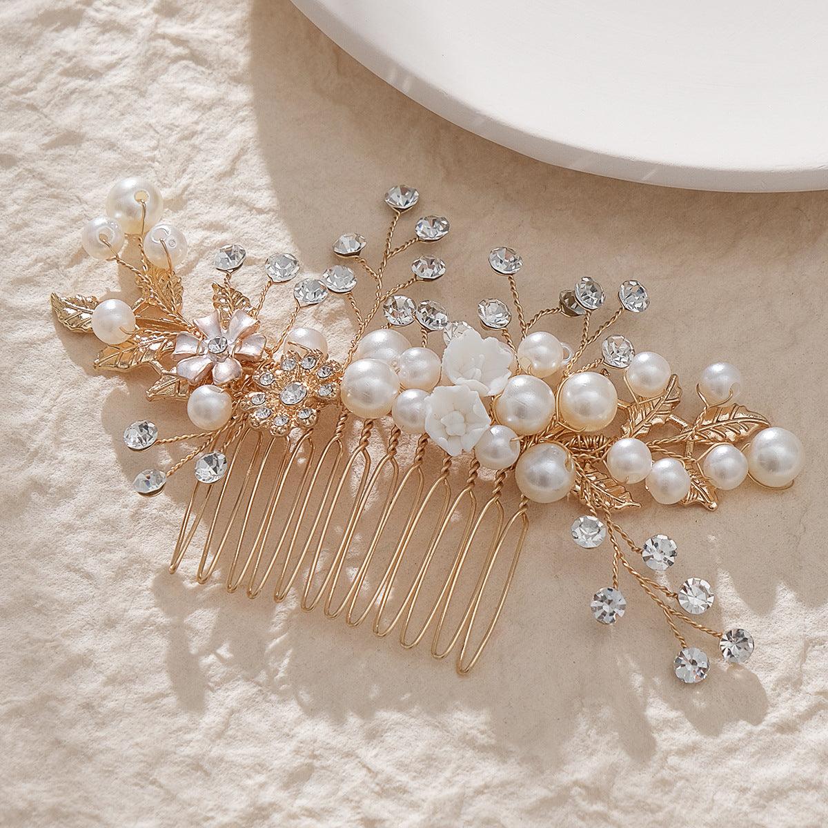 Hand alloy pearl updo bridal hair comb 716261902532 - COCOMELODY