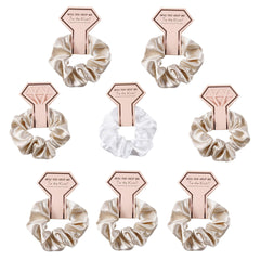 Crown Card Crystal Satin scrunchie Wedding party Gift Fashion solid color hair tie set 676812975531 - COCOMELODY