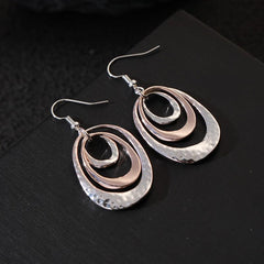 Color contrast oval geometry alloy earrings fashion high class earrings 720365775812 - COCOMELODY
