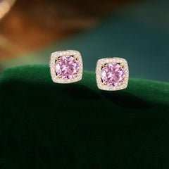Small sugar cube zircon earrings 821703476887 - COCOMELODY
