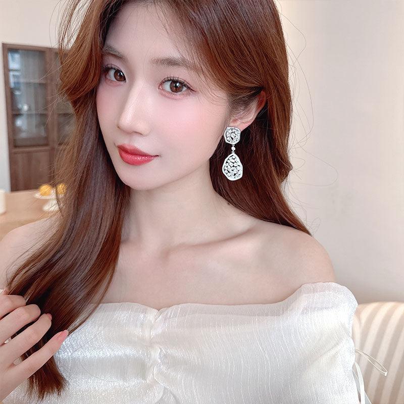 Long drop set zircon earrings 812324678919 - COCOMELODY